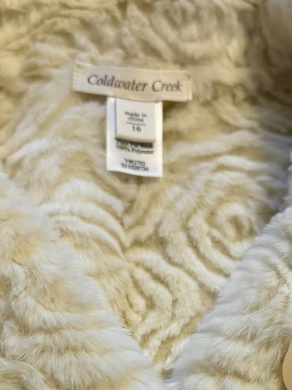 Coldwater Creek NWT Reversible Faux Fur Coat Ivory Shearling Quiet Luxury 16 - Picture 5 of 9